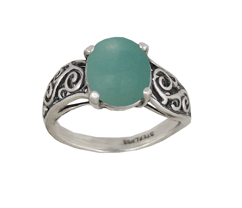 Sterling Silver Filigree Ring With Aventurine Size 8